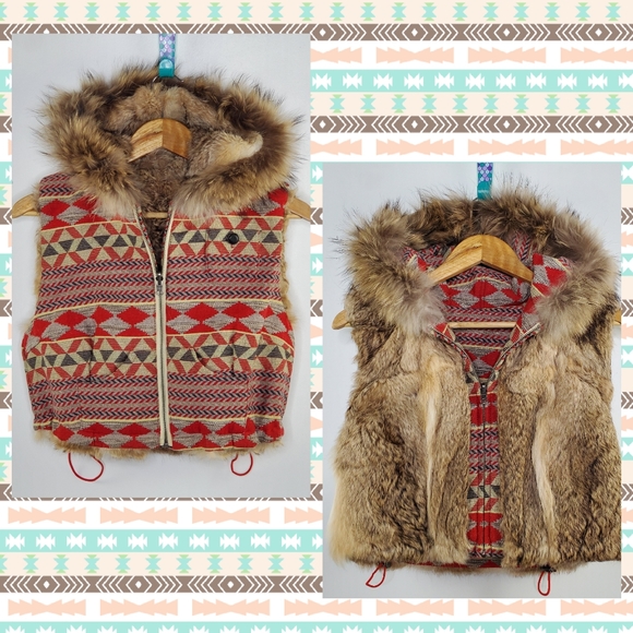 LaRok Jackets & Blazers - laROK Reversible Real Rabbit Fur / Aztek Vest NWOT